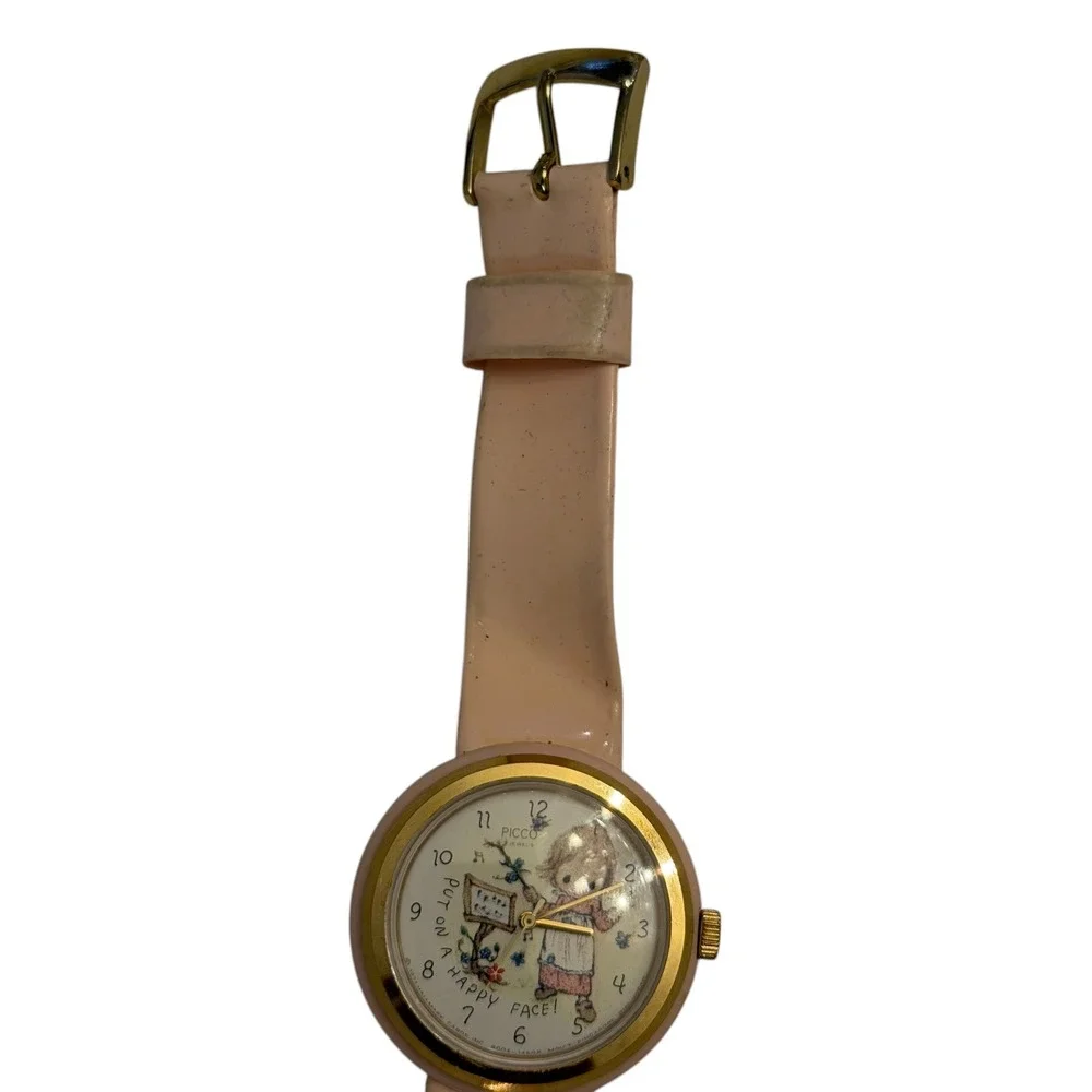 Vintage‎ Picco Hallmark 1971 Put On A Happy Face Watch Pink Untested For Parts